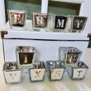 Mercury Glass Alphabet votive candle holders